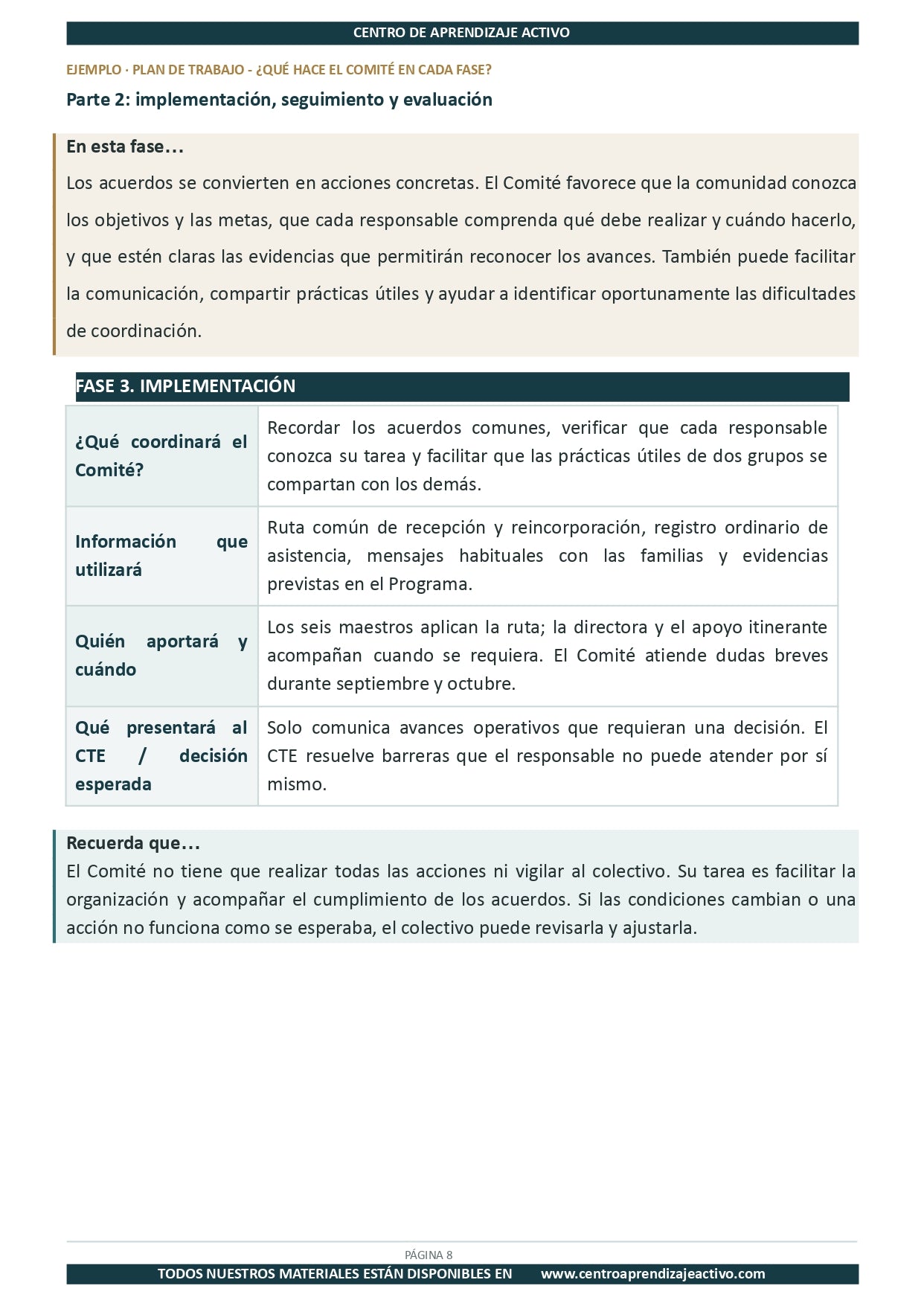Ejemplo PLAN DE TRABAJO del Comité de Planeación y Evaluación editable en word (🎁De regalo en el Paquete del Tema 3 y 4)