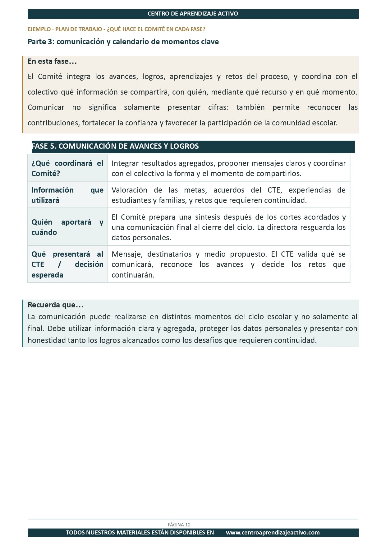 Ejemplo PLAN DE TRABAJO del Comité de Planeación y Evaluación editable en word (🎁De regalo en el Paquete del Tema 3 y 4)