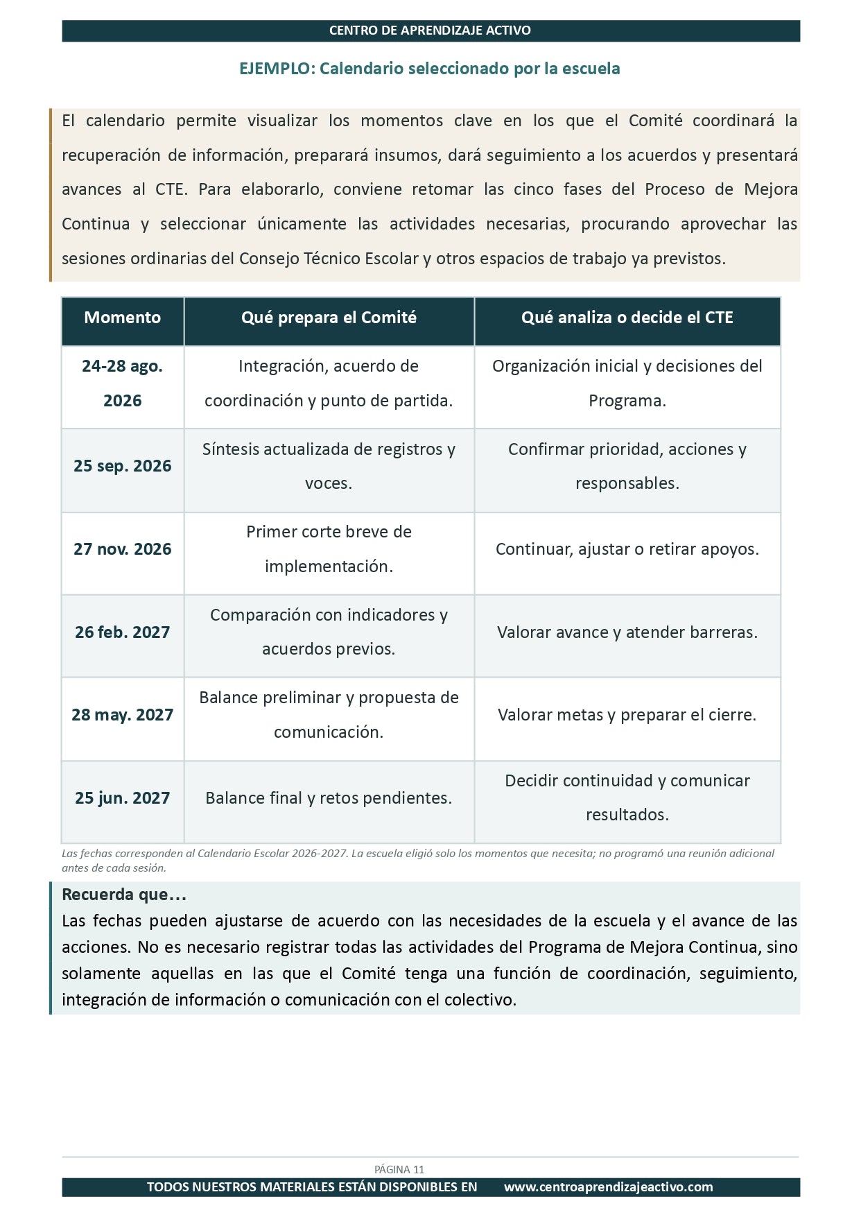 Ejemplo PLAN DE TRABAJO del Comité de Planeación y Evaluación editable en word (🎁De regalo en el Paquete del Tema 3 y 4)