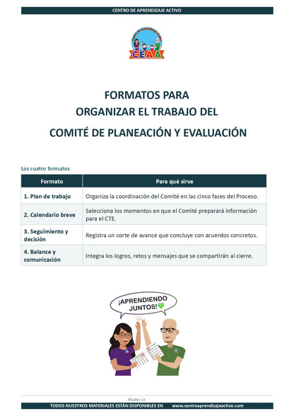 Ejemplo PLAN DE TRABAJO del Comité de Planeación y Evaluación editable en word (🎁De regalo en el Paquete del Tema 3 y 4)