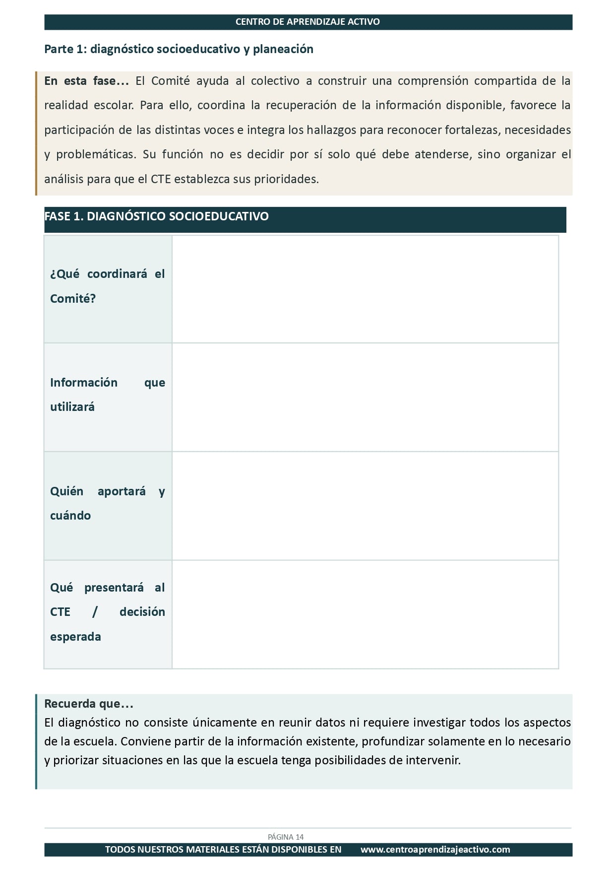 Ejemplo PLAN DE TRABAJO del Comité de Planeación y Evaluación editable en word (🎁De regalo en el Paquete del Tema 3 y 4)