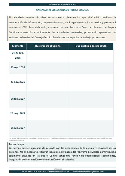 Ejemplo PLAN DE TRABAJO del Comité de Planeación y Evaluación editable en word (🎁De regalo en el Paquete del Tema 3 y 4)