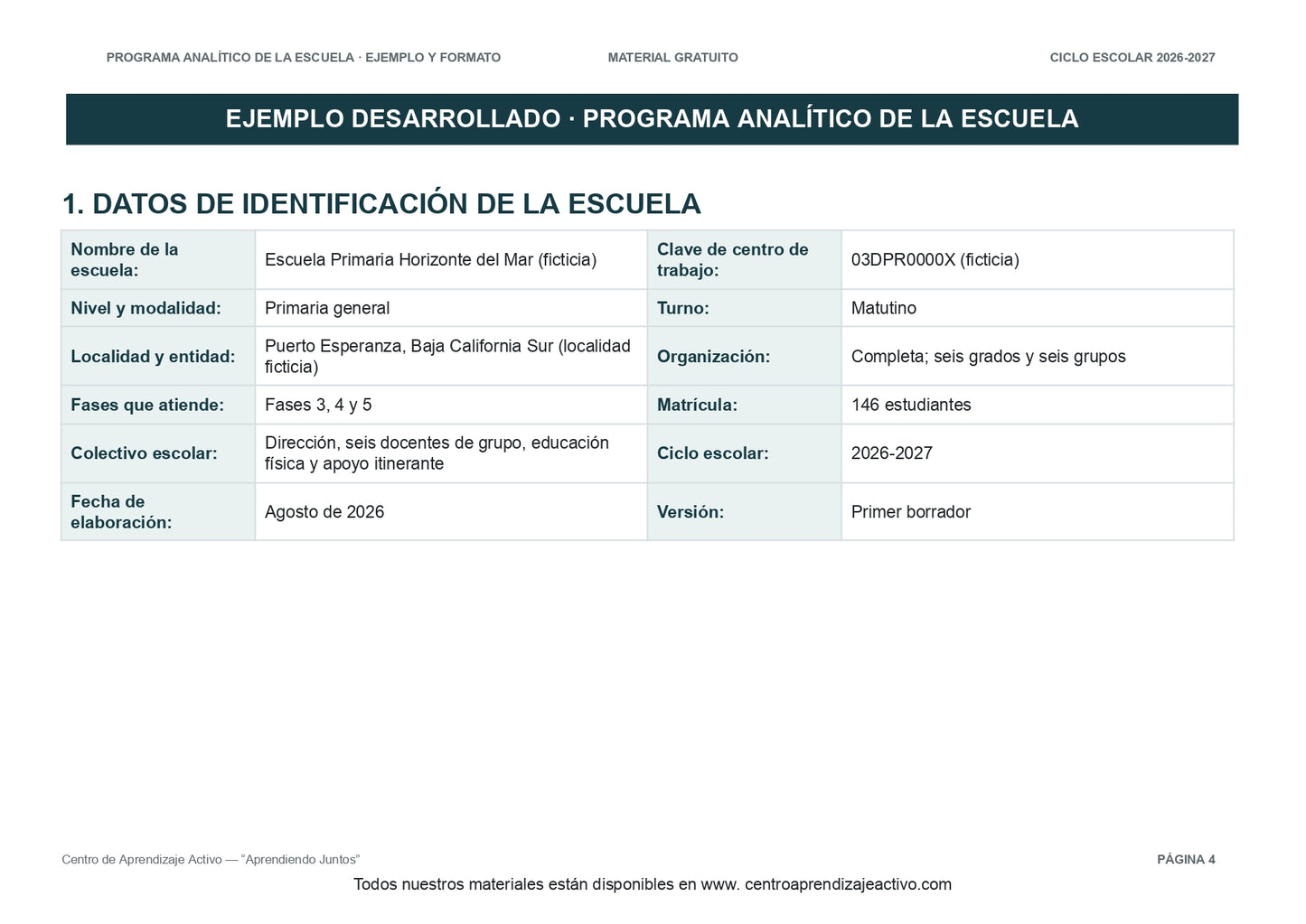 Ejemplo PROGRAMA ANALÍTICO con FORMATOS para elaborar el de tu escuela