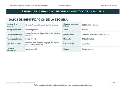 Ejemplo PROGRAMA ANALÍTICO con FORMATOS para elaborar el de tu escuela