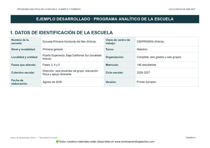 Ejemplo PROGRAMA ANALÍTICO con FORMATOS (Versión editable en word)