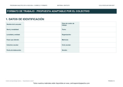 Ejemplo PROGRAMA ANALÍTICO con FORMATOS para elaborar el de tu escuela
