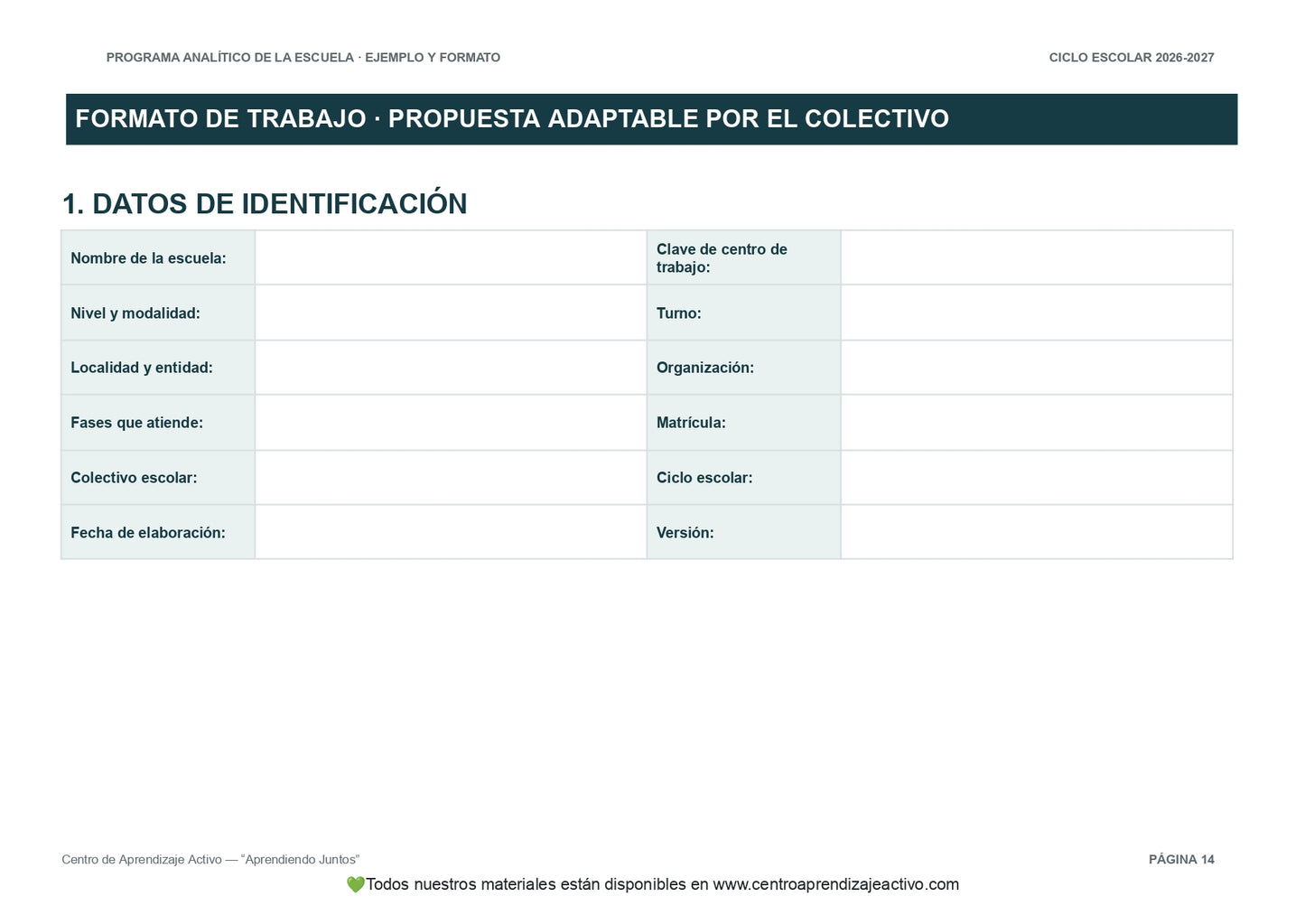 Ejemplo PROGRAMA ANALÍTICO con FORMATOS (Versión editable en word)