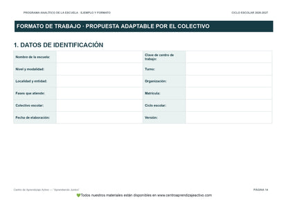 Ejemplo PROGRAMA ANALÍTICO con FORMATOS (Versión editable en word)