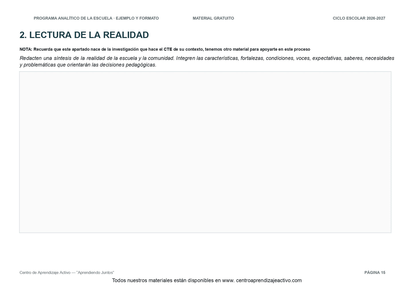 Ejemplo PROGRAMA ANALÍTICO con FORMATOS para elaborar el de tu escuela