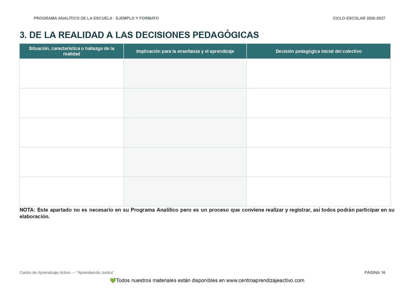 Ejemplo PROGRAMA ANALÍTICO con FORMATOS (Versión editable en word)