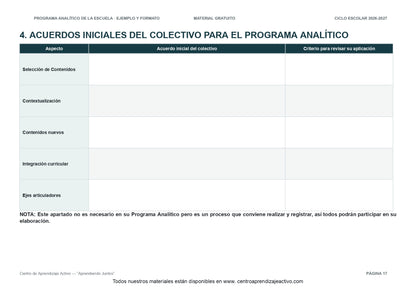 Ejemplo PROGRAMA ANALÍTICO con FORMATOS para elaborar el de tu escuela