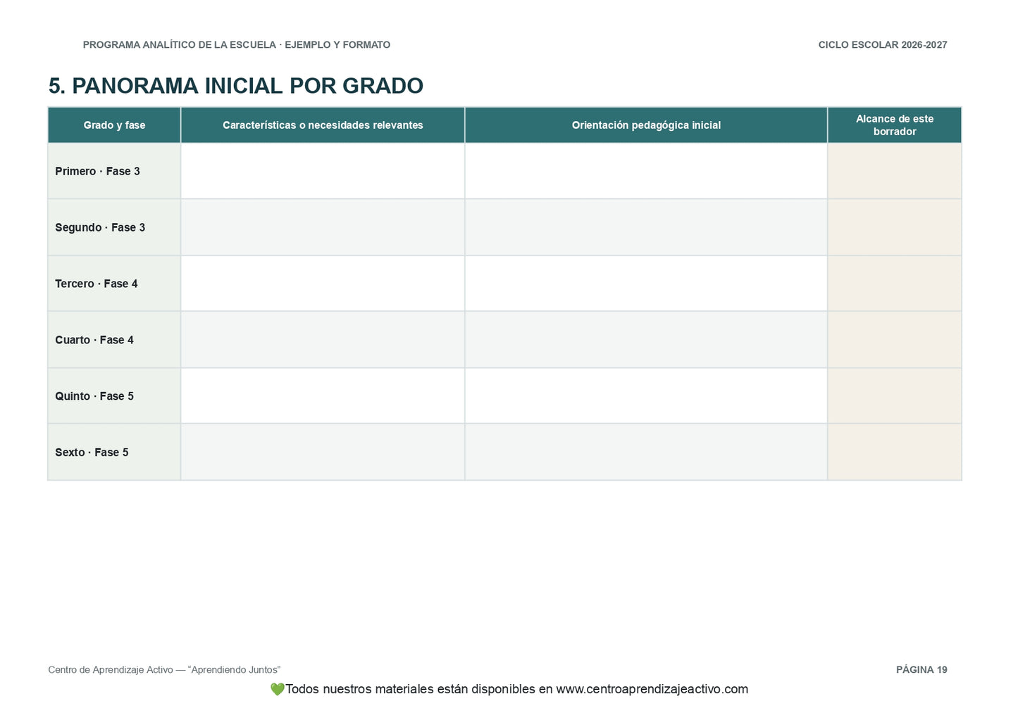 Ejemplo PROGRAMA ANALÍTICO con FORMATOS (Versión editable en word)