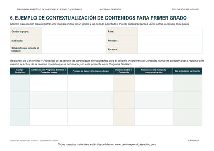 Ejemplo PROGRAMA ANALÍTICO con FORMATOS para elaborar el de tu escuela