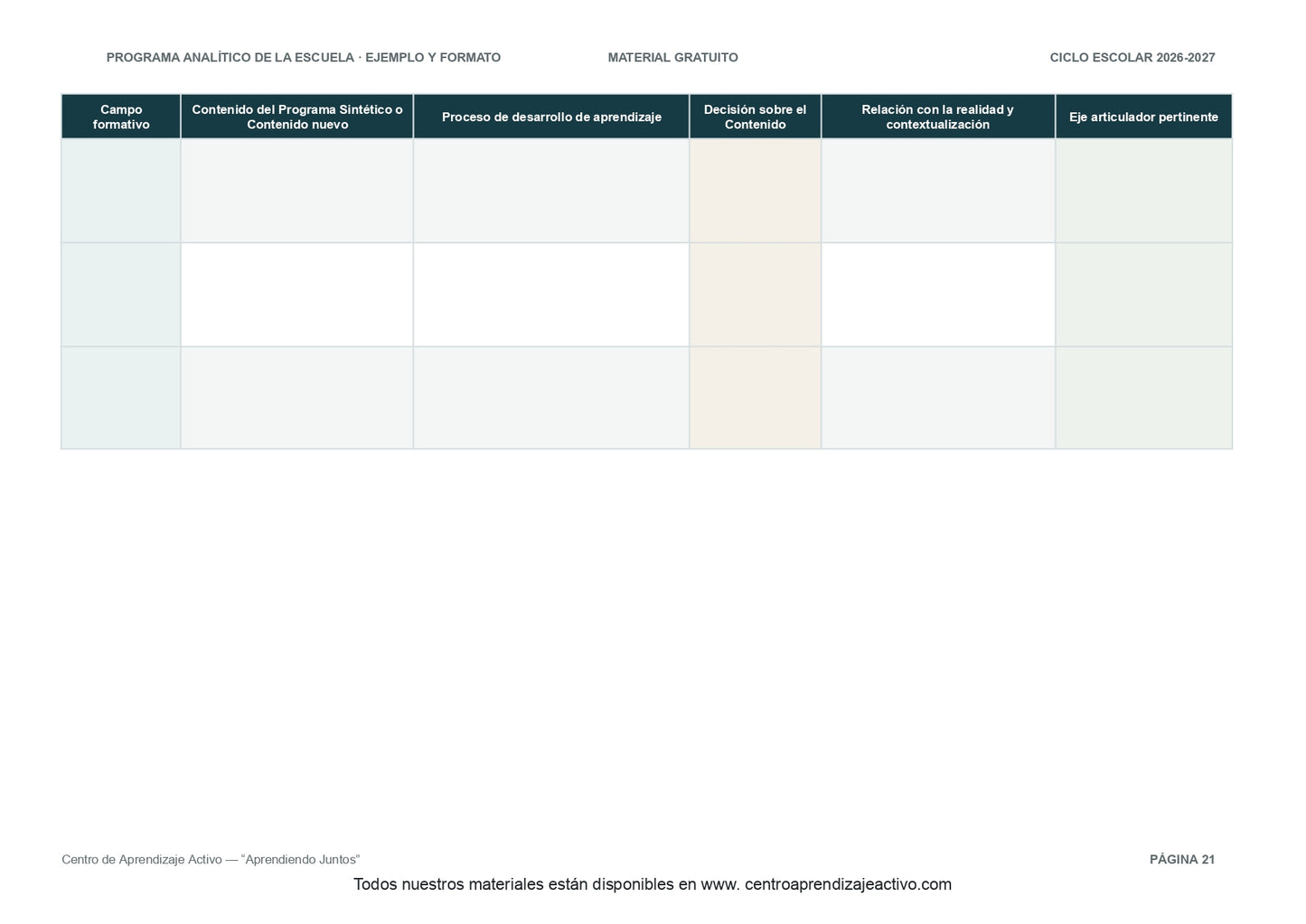 Ejemplo PROGRAMA ANALÍTICO con FORMATOS para elaborar el de tu escuela