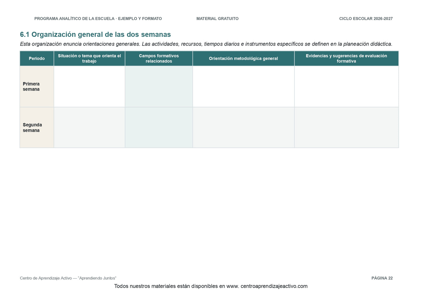 Ejemplo PROGRAMA ANALÍTICO con FORMATOS para elaborar el de tu escuela