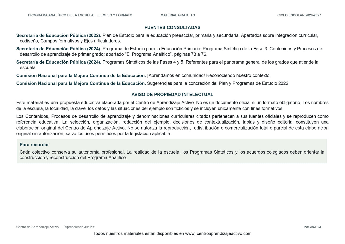 Ejemplo PROGRAMA ANALÍTICO con FORMATOS para elaborar el de tu escuela