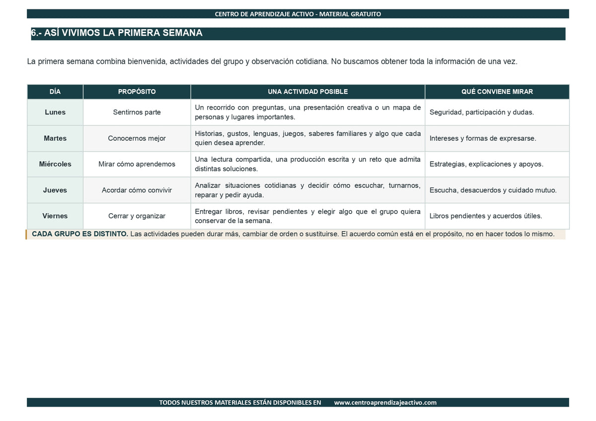 EJEMPLO Plan Escolar Primeras dos Semanas  Ciclo Escolar 2026 2027 en pdf