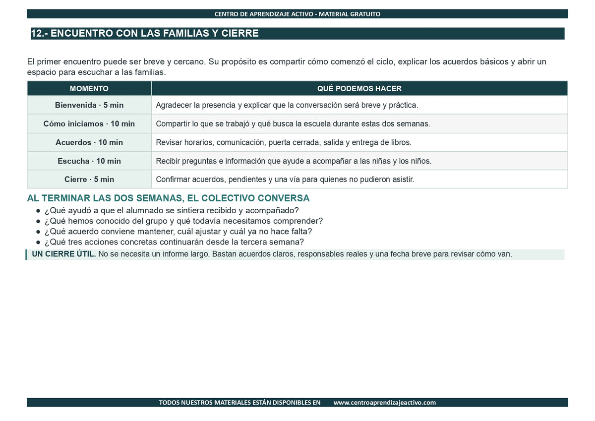 EJEMPLO Plan Escolar Primeras dos Semanas  Ciclo Escolar 2026 2027 en pdf