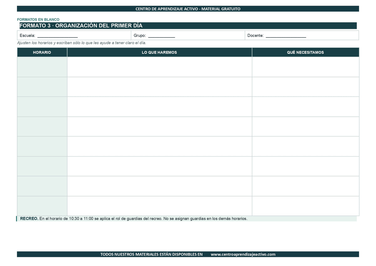 EJEMPLO Plan Escolar Primeras dos Semanas  Ciclo Escolar 2026 2027 en pdf