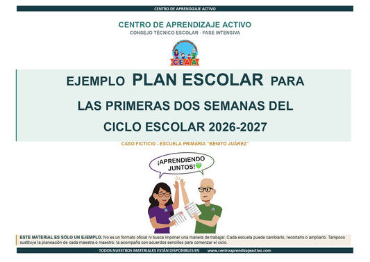 EJEMPLO Plan Escolar Primeras dos Semanas Ciclo Escolar 2026 2027 ✏️EDITABLE en word (🎁De regalo en la Membresía Anual y en el Paquete Completo 1° Sesón CTE)