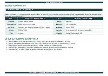 EJEMPLO Plan Escolar Primeras dos Semanas Ciclo Escolar 2026 2027 ✏️EDITABLE en word (🎁De regalo en la Membresía Anual y en el Paquete Completo 1° Sesón CTE)