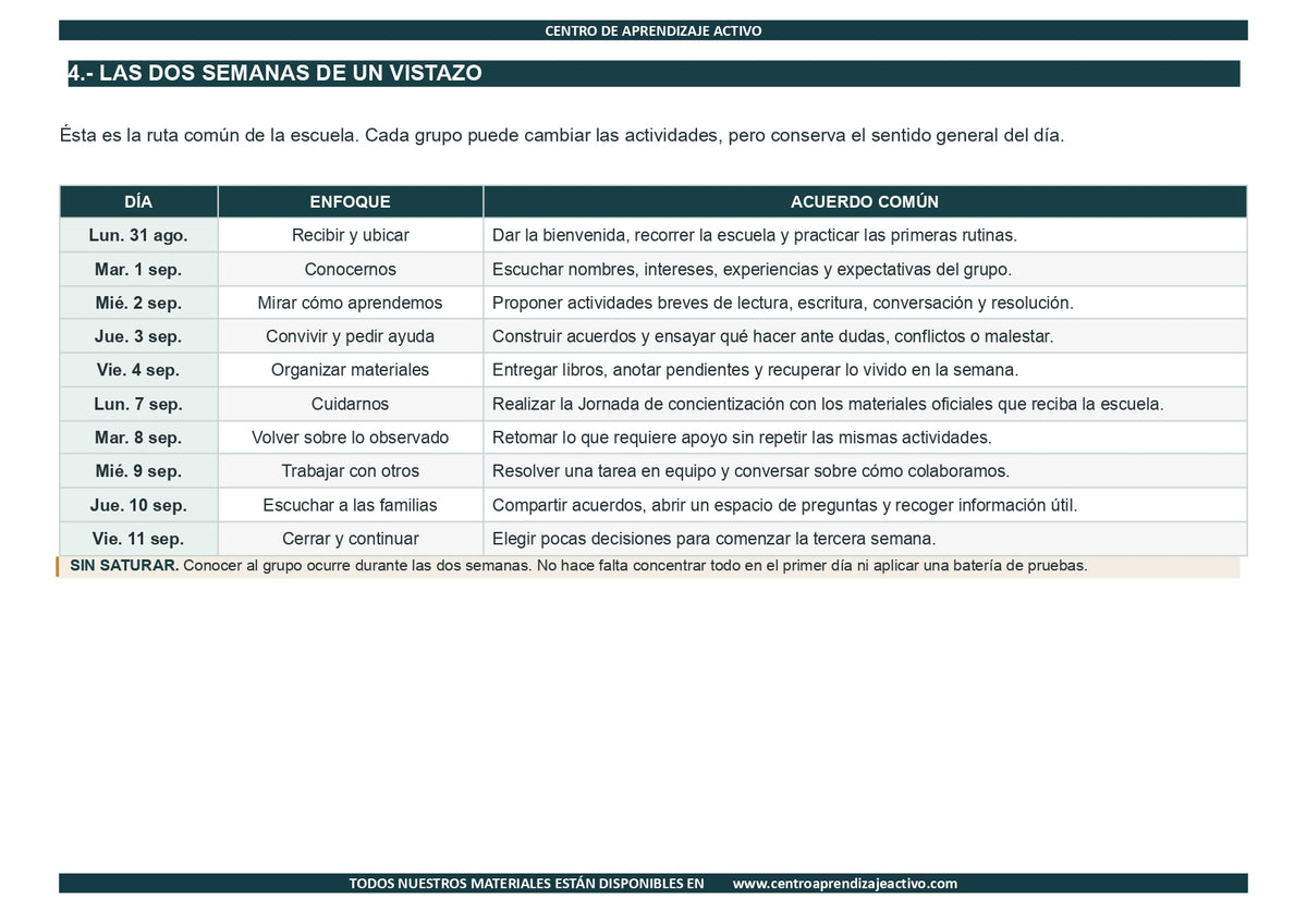 EJEMPLO Plan Escolar Primeras dos Semanas Ciclo Escolar 2026 2027 ✏️EDITABLE en word (🎁De regalo en la Membresía Anual y en el Paquete Completo 1° Sesón CTE)