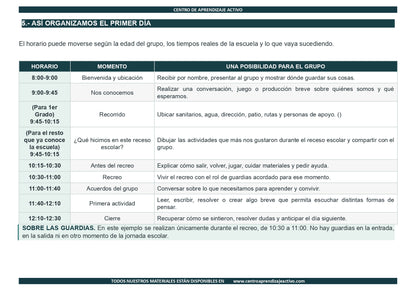 EJEMPLO Plan Escolar Primeras dos Semanas Ciclo Escolar 2026 2027 ✏️EDITABLE en word (🎁De regalo en la Membresía Anual y en el Paquete Completo 1° Sesón CTE)