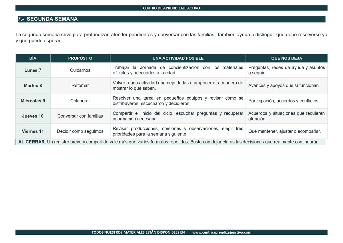 EJEMPLO Plan Escolar Primeras dos Semanas Ciclo Escolar 2026 2027 ✏️EDITABLE en word (🎁De regalo en la Membresía Anual y en el Paquete Completo 1° Sesón CTE)