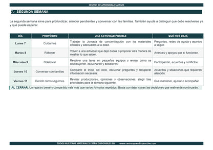 EJEMPLO Plan Escolar Primeras dos Semanas Ciclo Escolar 2026 2027 ✏️EDITABLE en word (🎁De regalo en la Membresía Anual y en el Paquete Completo 1° Sesón CTE)
