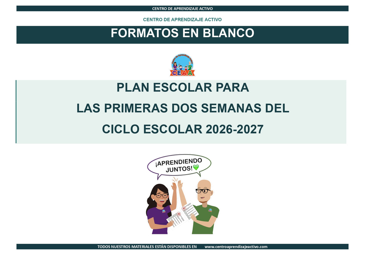 EJEMPLO Plan Escolar Primeras dos Semanas Ciclo Escolar 2026 2027 ✏️EDITABLE en word (🎁De regalo en la Membresía Anual y en el Paquete Completo 1° Sesón CTE)