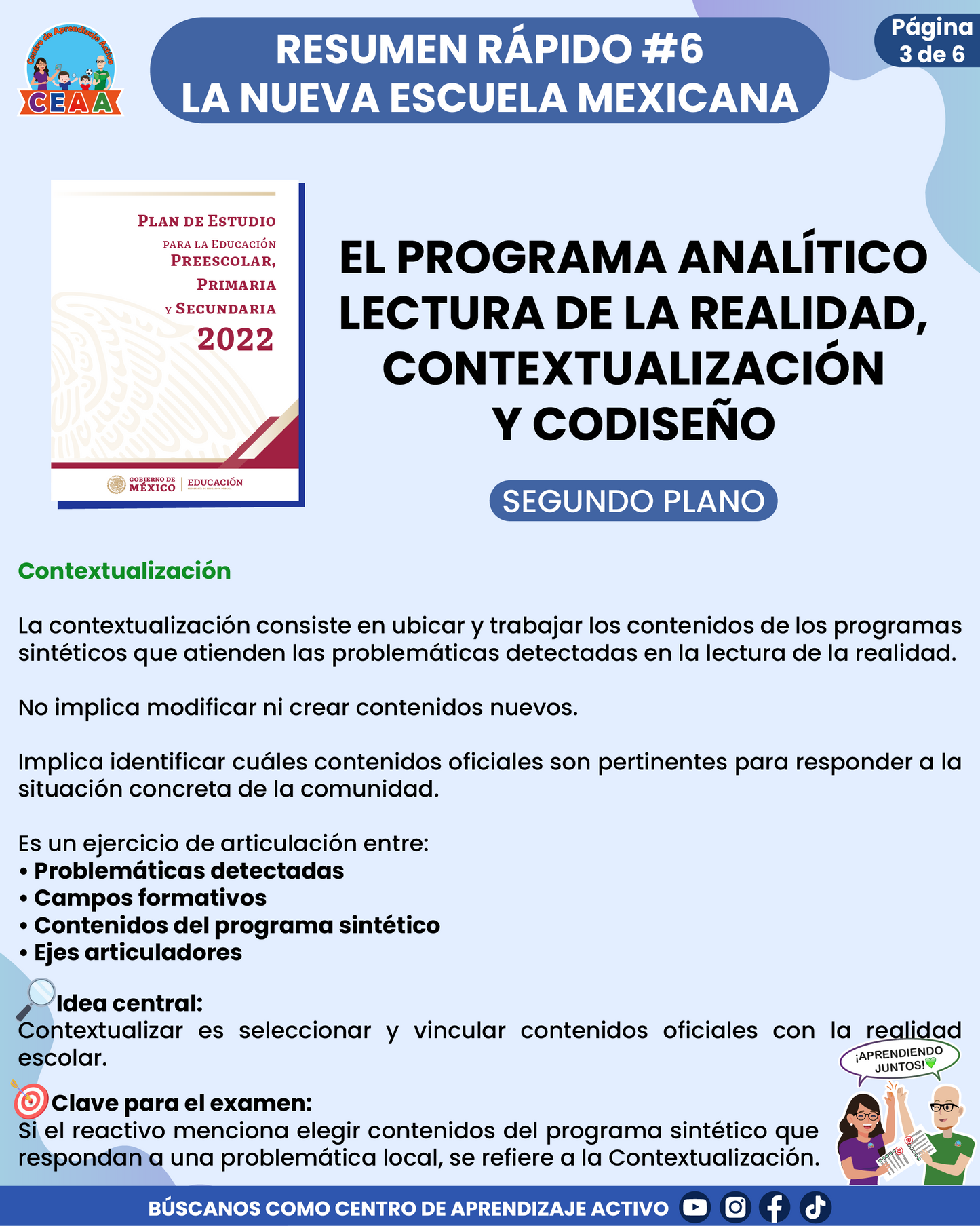 Resumen Rápido #6: EL PROGRAMA ANALÍTICO LECTURA DE LA REALIDAD, CONTEXTUALIZACIÓN Y CODISEÑO