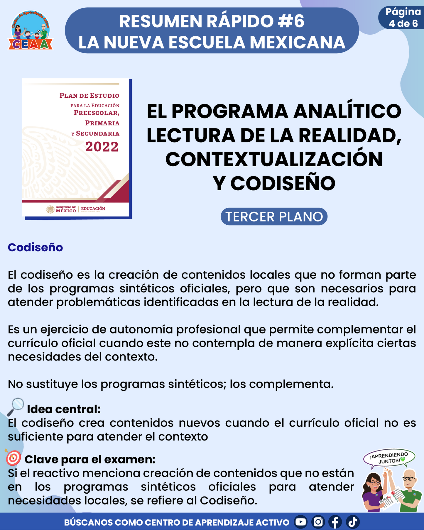 Resumen Rápido #6: EL PROGRAMA ANALÍTICO LECTURA DE LA REALIDAD, CONTEXTUALIZACIÓN Y CODISEÑO