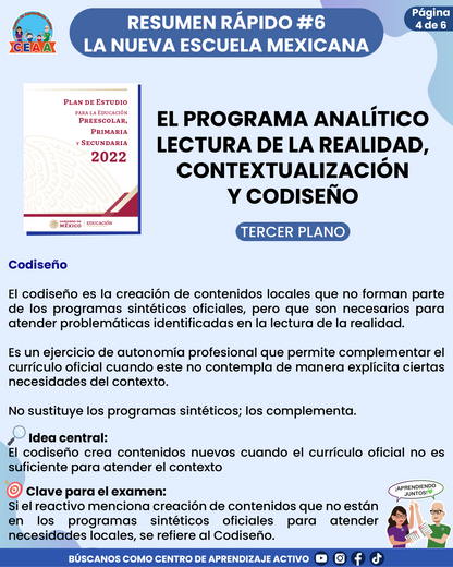Resumen Rápido #6: EL PROGRAMA ANALÍTICO LECTURA DE LA REALIDAD, CONTEXTUALIZACIÓN Y CODISEÑO