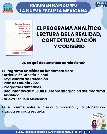Resumen Rápido #6: EL PROGRAMA ANALÍTICO LECTURA DE LA REALIDAD, CONTEXTUALIZACIÓN Y CODISEÑO