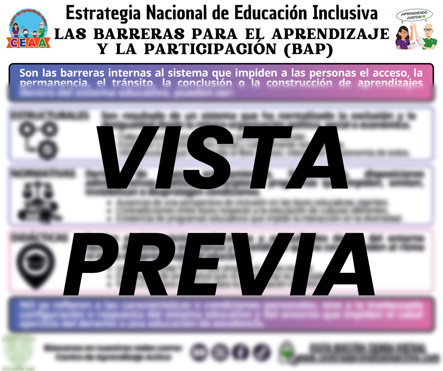 Infografía Estrategia Nacional de Educación Inclusiva LAS BARRERAS PARA EL APRENDIZAJE Y LA PARTICIPACIÓN (BAP)