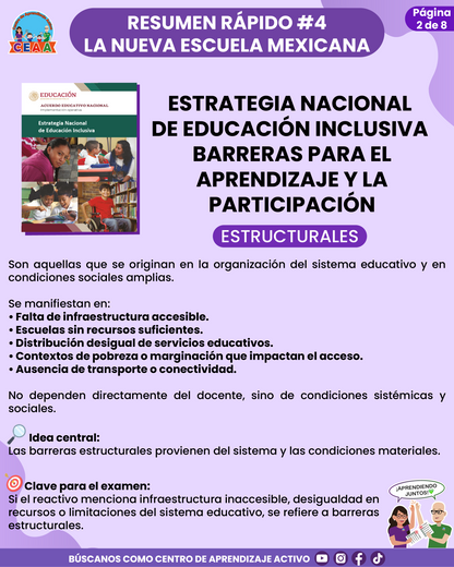 Resumen Rápido #4: ESTRATEGIA NACIONAL DE EDUCACIÓN INCLUSIVA - BARRERAS PARA EL APRENDIZAJE Y LA PARTICIPACIÓN