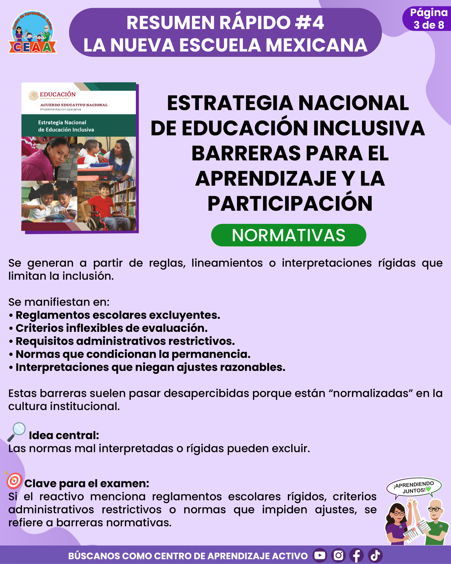 Resumen Rápido #4: ESTRATEGIA NACIONAL DE EDUCACIÓN INCLUSIVA - BARRERAS PARA EL APRENDIZAJE Y LA PARTICIPACIÓN