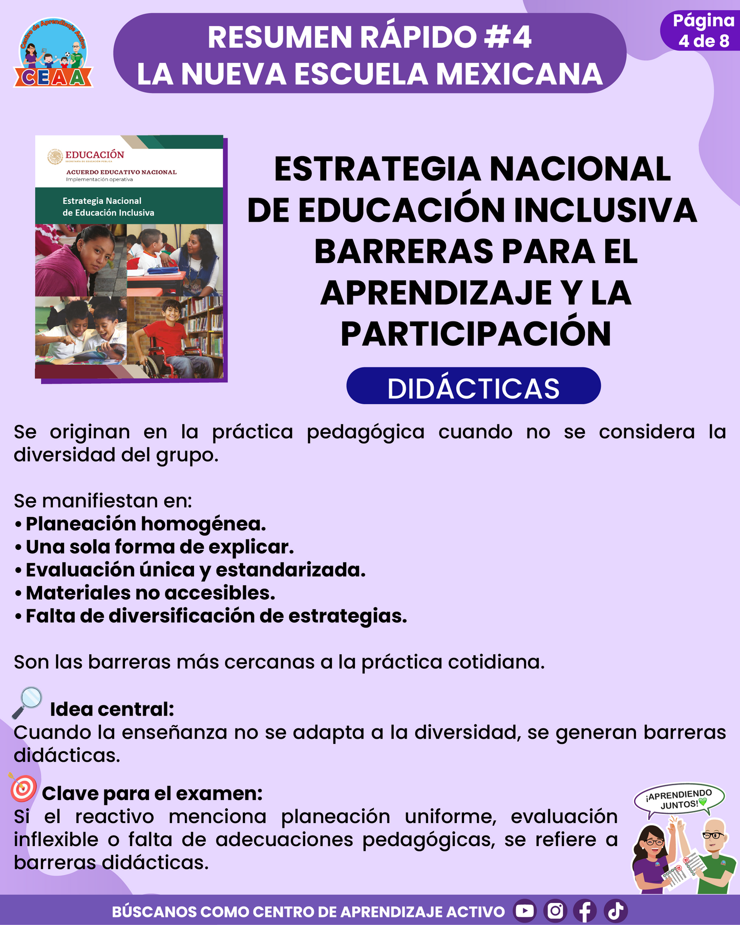 Resumen Rápido #4: ESTRATEGIA NACIONAL DE EDUCACIÓN INCLUSIVA - BARRERAS PARA EL APRENDIZAJE Y LA PARTICIPACIÓN