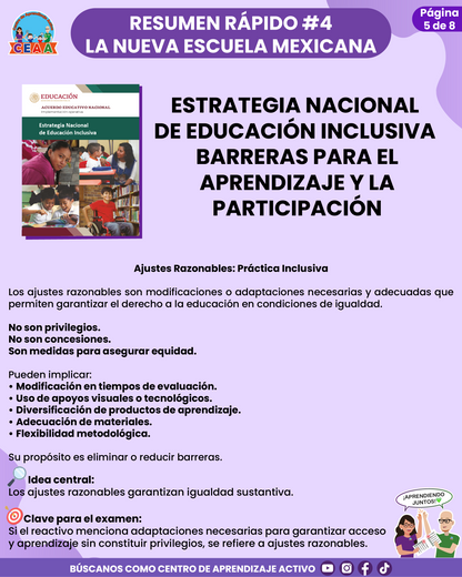 Resumen Rápido #4: ESTRATEGIA NACIONAL DE EDUCACIÓN INCLUSIVA - BARRERAS PARA EL APRENDIZAJE Y LA PARTICIPACIÓN