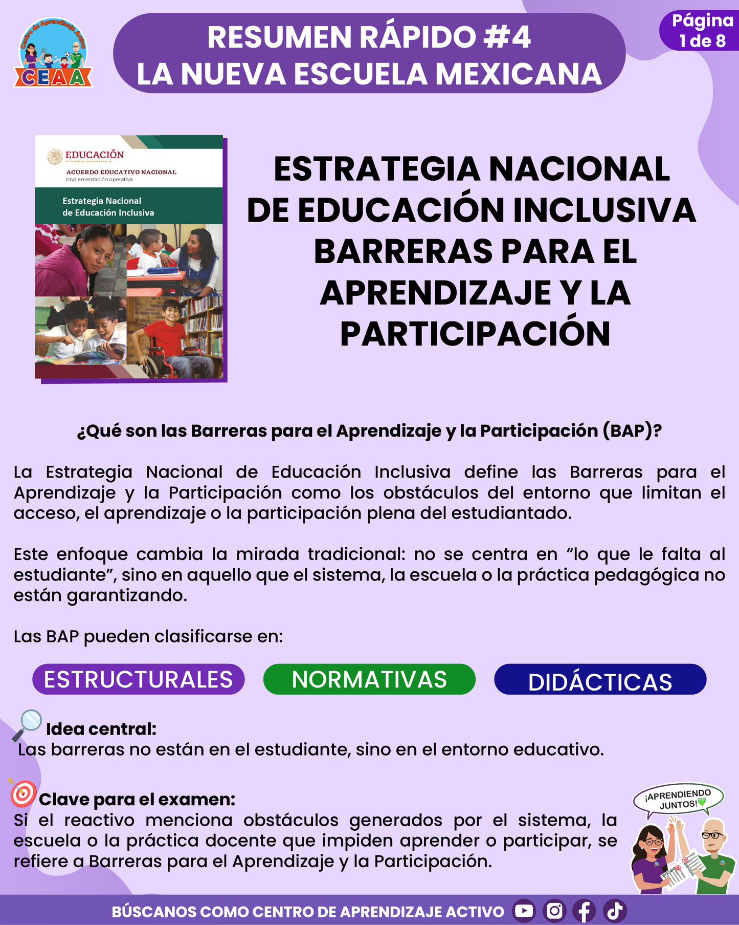 Resumen Rápido #4: ESTRATEGIA NACIONAL DE EDUCACIÓN INCLUSIVA - BARRERAS PARA EL APRENDIZAJE Y LA PARTICIPACIÓN