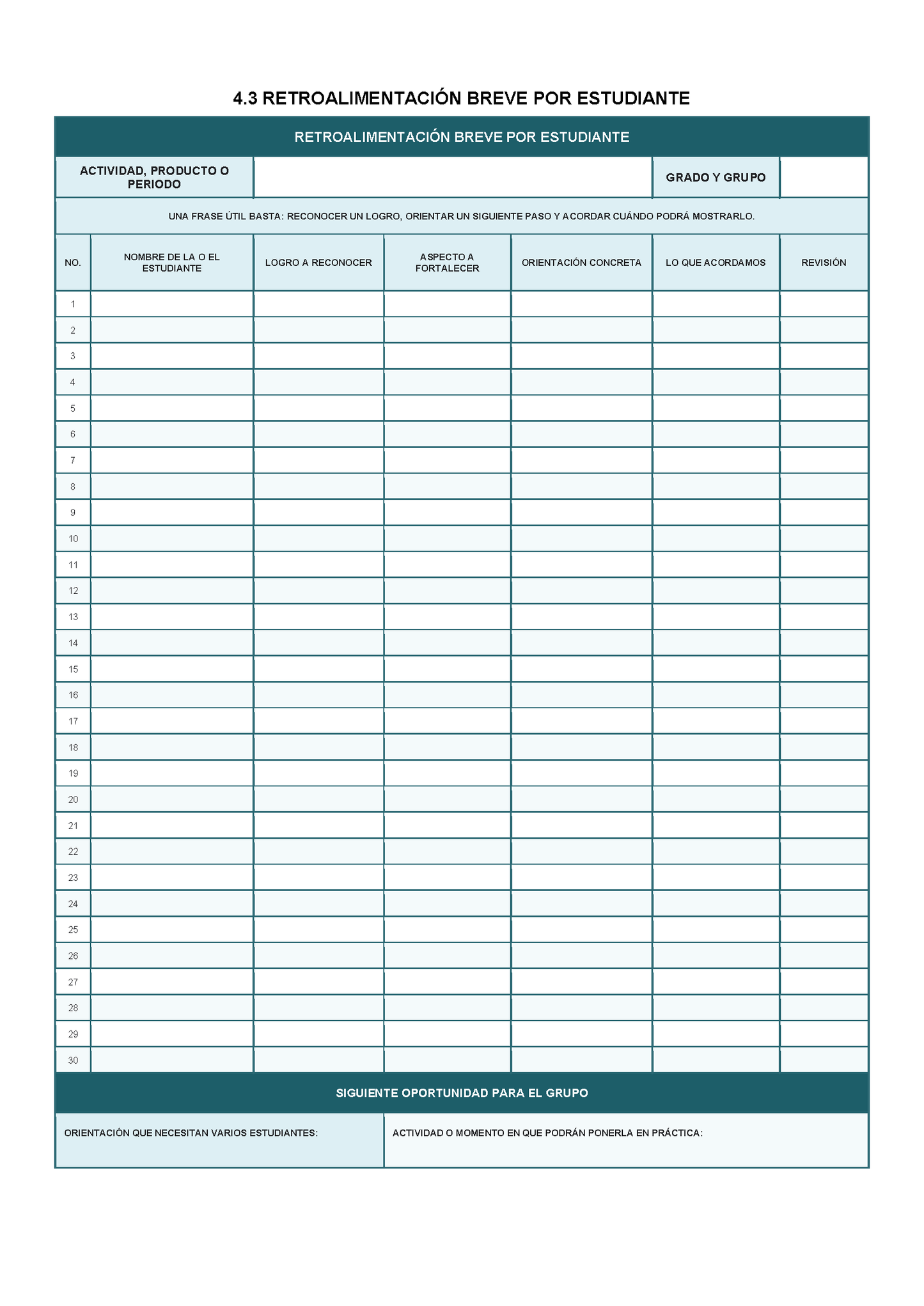 EXPEDIENTE INTEGRAL PARA LA EVALUACIÓN FORMATIVA Y ACOMPAÑAMIENTO DE LOS ESTUDIANTES Editable en Word