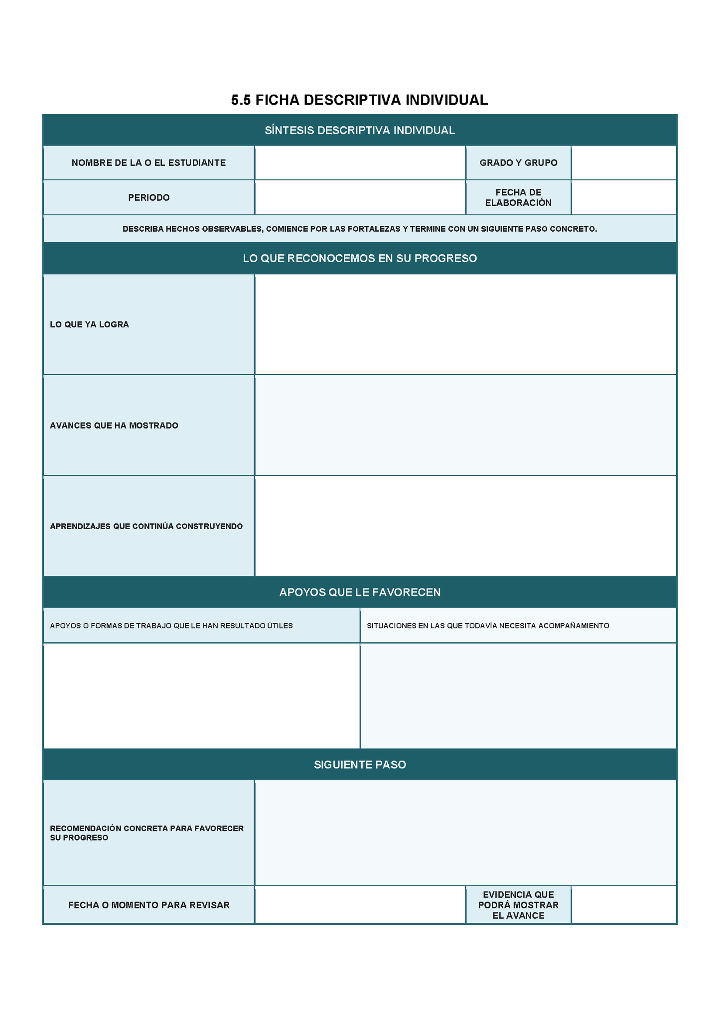 EXPEDIENTE INTEGRAL PARA LA EVALUACIÓN FORMATIVA Y ACOMPAÑAMIENTO DE LOS ESTUDIANTES Editable en Word