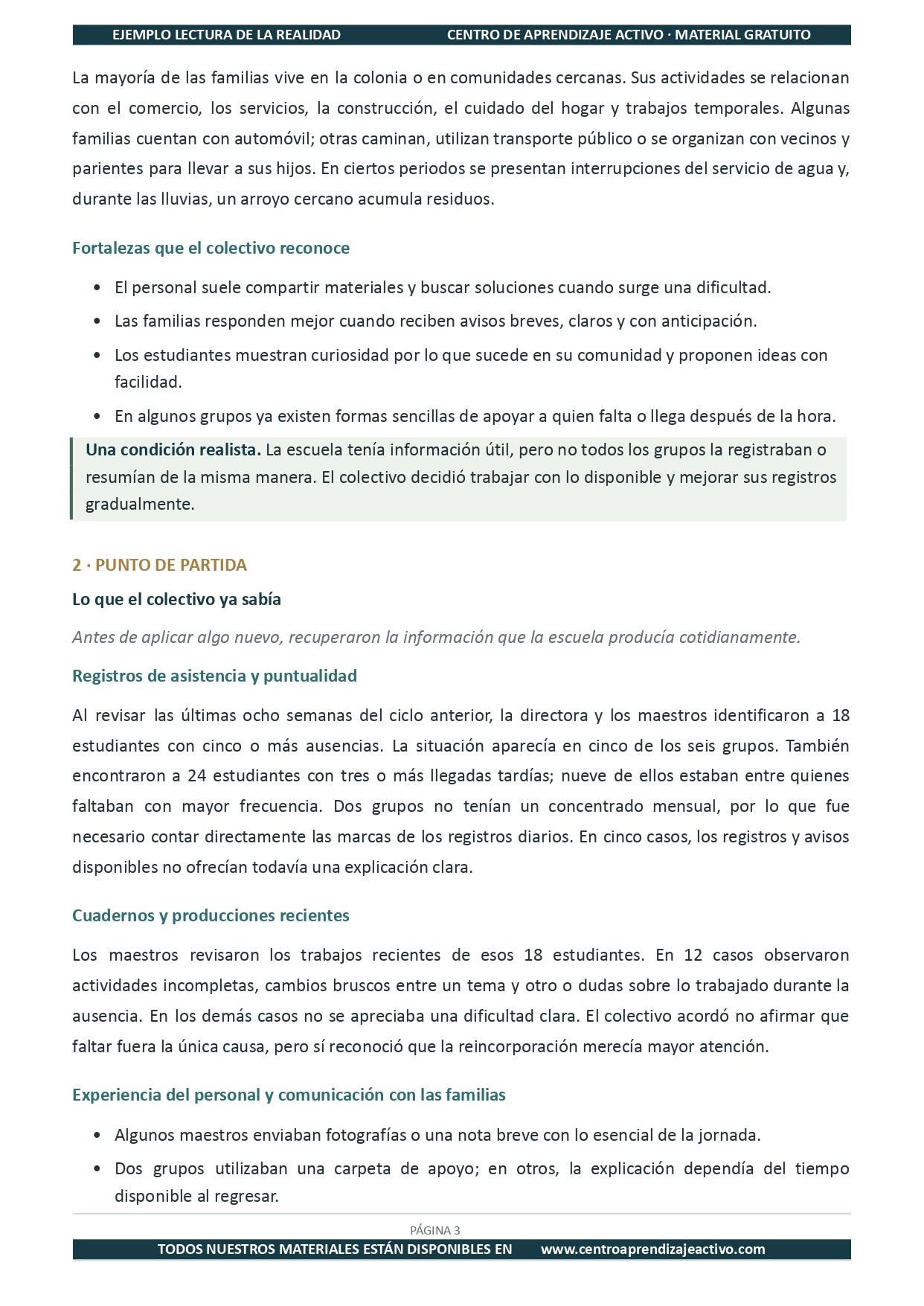 Ejemplo LECTURA DE LA REALIDAD con Formatos en pdf