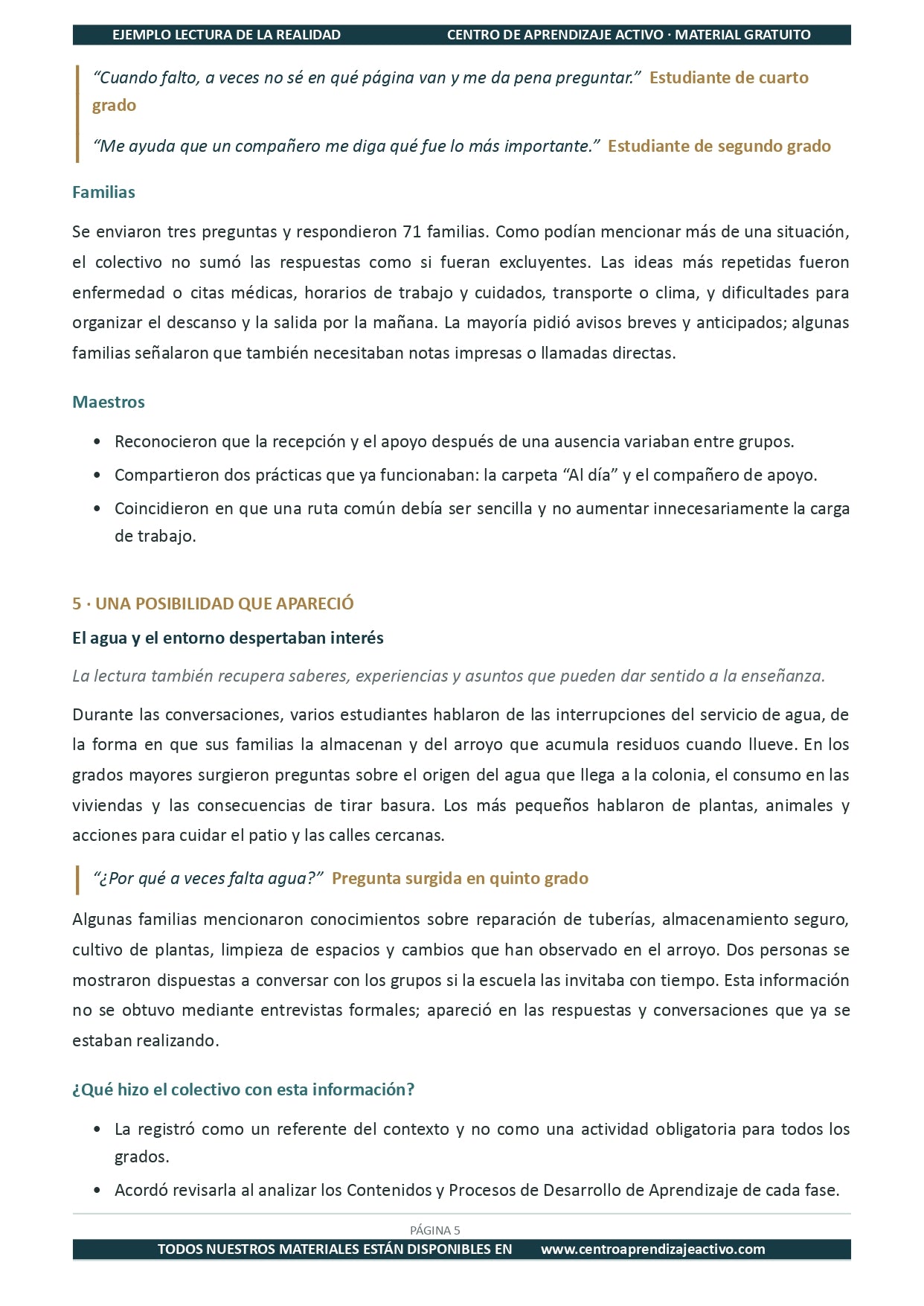 Ejemplo LECTURA DE LA REALIDAD con Formatos en pdf