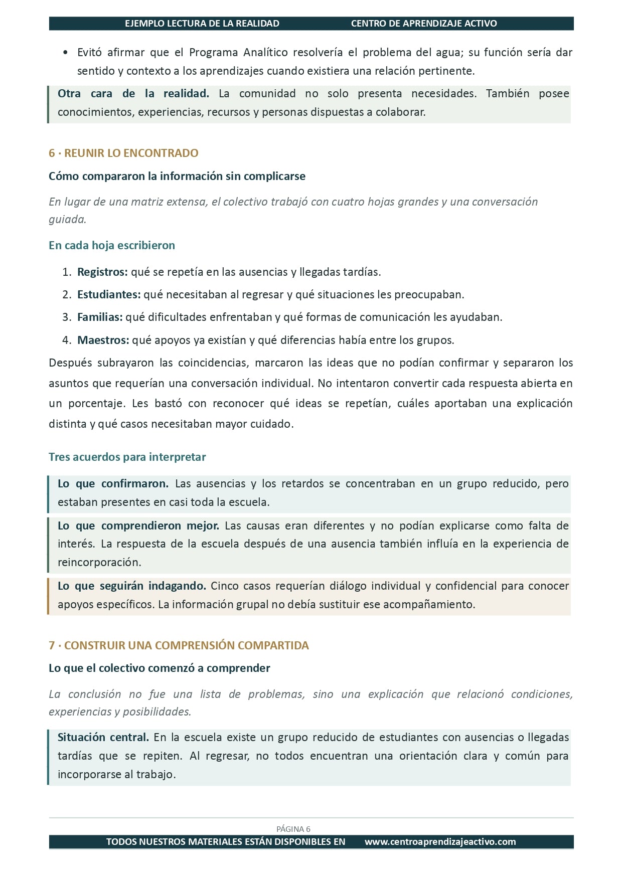 Ejemplo LECTURA DE LA REALIDAD con Formatos Editable en word (🎁De regalo en el Paquete del Tema 1 y 2)