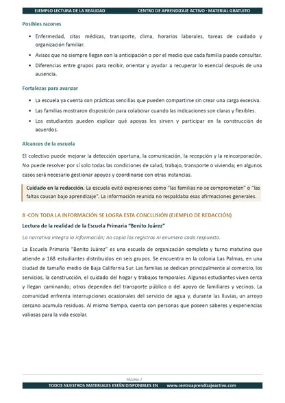 Ejemplo LECTURA DE LA REALIDAD con Formatos en pdf