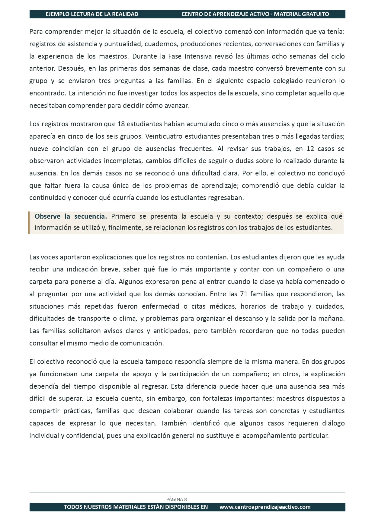 Ejemplo LECTURA DE LA REALIDAD con Formatos en pdf