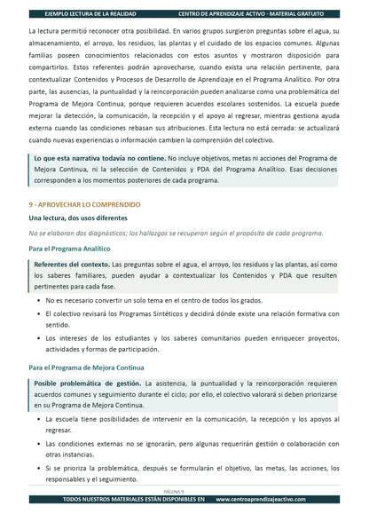 Ejemplo LECTURA DE LA REALIDAD con Formatos en pdf