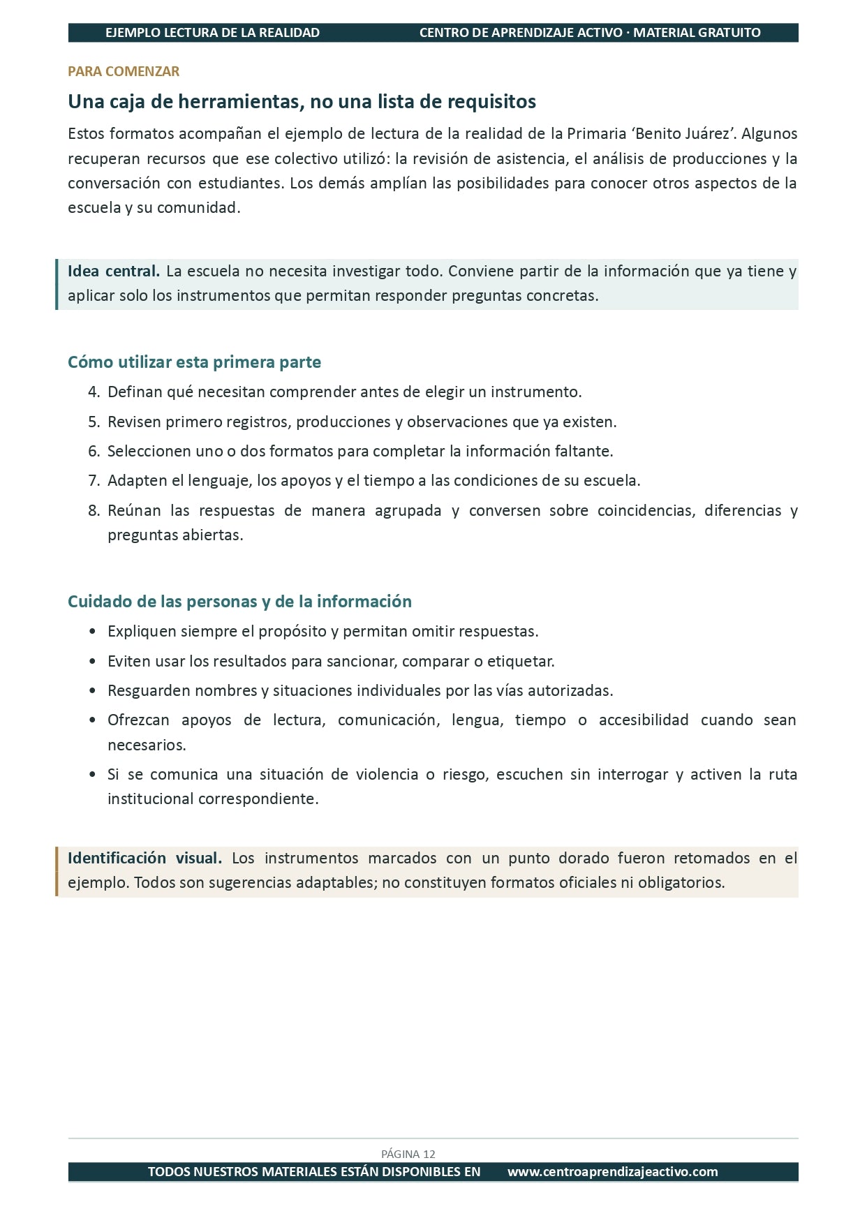 Ejemplo LECTURA DE LA REALIDAD con Formatos en pdf