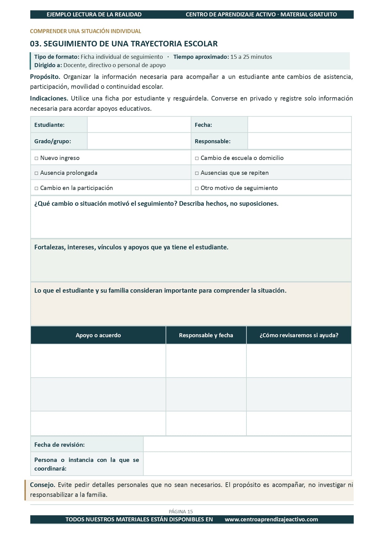 Ejemplo LECTURA DE LA REALIDAD con Formatos en pdf